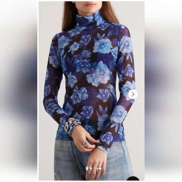 Alice + Olivia DELAINA LONG SLEEVE TURTLENECK MESH TOP SIZE XL - Picture 3 of 16